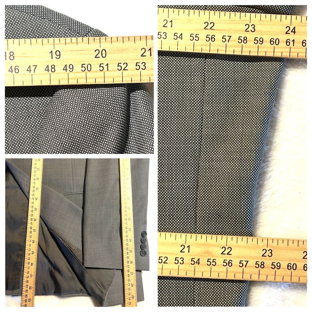 Hart Schaffner Marx 3 Piece Suit 44L 38x29.5 Chicago Fit Gray Birdseye Note - Picture 15 of 15